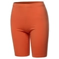 thumbnail image 1 of A2Y Women's Basic Solid Premium Cotton Mid Thigh High Rise Biker Bermuda Shorts Ash Copper M, 1 of 5
