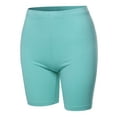 thumbnail image 1 of A2Y Women's Basic Solid Premium Cotton Mid Thigh High Rise Biker Bermuda Shorts Ash Mint 3XL, 1 of 5
