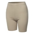 thumbnail image 1 of A2Y Women's Basic Solid Premium Cotton Mid Thigh High Rise Biker Bermuda Shorts Ash Mocha S, 1 of 5