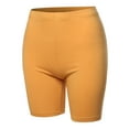 thumbnail image 1 of A2Y Women's Basic Solid Premium Cotton Mid Thigh High Rise Biker Bermuda Shorts Ash Mustard 5XL, 1 of 5