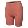 thumbnail image 1 of A2Y Women's Basic Solid Premium Cotton Mid Thigh High Rise Biker Bermuda Shorts Ash Rose 3XL, 1 of 5