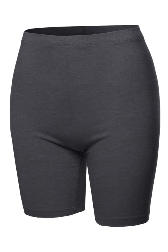 Women's Basic Solid Premium Cotton Mid Thigh High Rise Biker Bermuda Shorts Charcoal S