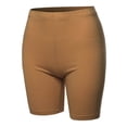 thumbnail image 1 of A2Y Women's Basic Solid Premium Cotton Mid Thigh High Rise Biker Bermuda Shorts Coffee S, 1 of 5