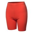 thumbnail image 1 of A2Y Women's Basic Solid Premium Cotton Mid Thigh High Rise Biker Bermuda Shorts Coral M, 1 of 5