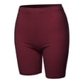 thumbnail image 1 of A2Y Women's Basic Solid Premium Cotton Mid Thigh High Rise Biker Bermuda Shorts Dark Burgundy S, 1 of 5
