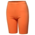thumbnail image 1 of A2Y Women's Basic Solid Premium Cotton Mid Thigh High Rise Biker Bermuda Shorts Deep Coral L, 1 of 5