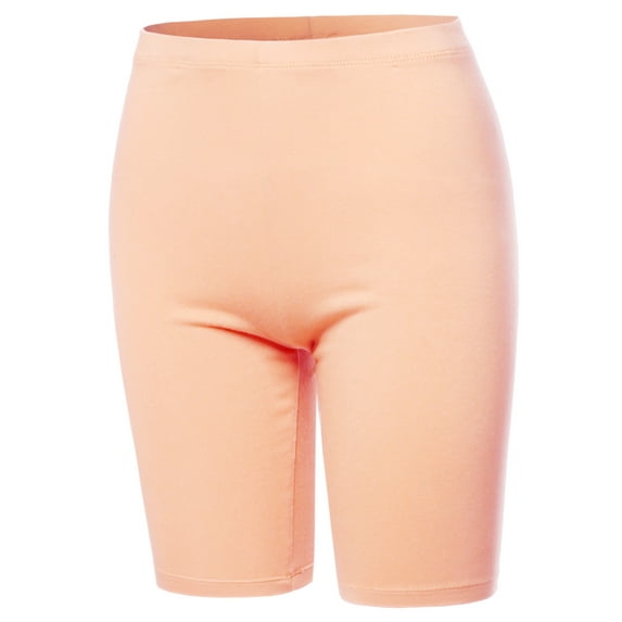 A2Y Women's Basic Solid Premium Cotton Mid Thigh High Rise Biker Bermuda Shorts Dusty Coral L