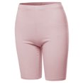 thumbnail image 1 of A2Y Women's Basic Solid Premium Cotton Mid Thigh High Rise Biker Bermuda Shorts Dusty Pink L, 1 of 5