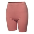 thumbnail image 1 of A2Y Women's Basic Solid Premium Cotton Mid Thigh High Rise Biker Bermuda Shorts Dusty Rose L, 1 of 5