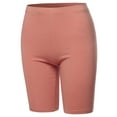 thumbnail image 1 of A2Y Women's Basic Solid Premium Cotton Mid Thigh High Rise Biker Bermuda Shorts Dusty Rose M, 1 of 5