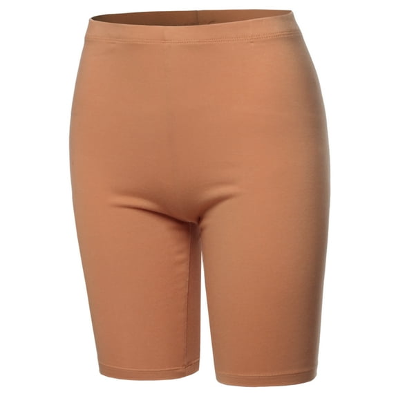 A2Y Women's Basic Solid Premium Cotton Mid Thigh High Rise Biker Bermuda Shorts Eggshell 4XL