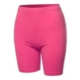 thumbnail image 1 of A2Y Women's Basic Solid Premium Cotton Mid Thigh High Rise Biker Bermuda Shorts Fuchsia 2XL, 1 of 5
