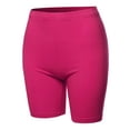 thumbnail image 1 of A2Y Women's Basic Solid Premium Cotton Mid Thigh High Rise Biker Bermuda Shorts Hot Pink M, 1 of 5