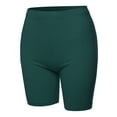 thumbnail image 1 of A2Y Women's Basic Solid Premium Cotton Mid Thigh High Rise Biker Bermuda Shorts Huntergreen S, 1 of 5