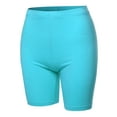 thumbnail image 1 of A2Y Women's Basic Solid Premium Cotton Mid Thigh High Rise Biker Bermuda Shorts Ice Blue 5XL, 1 of 5