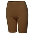 thumbnail image 1 of A2Y Women's Basic Solid Premium Cotton Mid Thigh High Rise Biker Bermuda Shorts Light Brown 1XL, 1 of 5