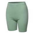 thumbnail image 1 of A2Y Women's Basic Solid Premium Cotton Mid Thigh High Rise Biker Bermuda Shorts Light Green XL, 1 of 5