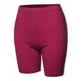 thumbnail image 1 of A2Y Women's Basic Solid Premium Cotton Mid Thigh High Rise Biker Bermuda Shorts Magenta 2XL, 1 of 5