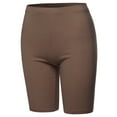 thumbnail image 1 of A2Y Women's Basic Solid Premium Cotton Mid Thigh High Rise Biker Bermuda Shorts Mocha L, 1 of 5
