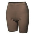 thumbnail image 1 of A2Y Women's Basic Solid Premium Cotton Mid Thigh High Rise Biker Bermuda Shorts Mocha S, 1 of 5
