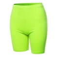 thumbnail image 1 of A2Y Women's Basic Solid Premium Cotton Mid Thigh High Rise Biker Bermuda Shorts Neon Lime M, 1 of 5