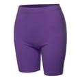 thumbnail image 1 of A2Y Women's Basic Solid Premium Cotton Mid Thigh High Rise Biker Bermuda Shorts Purple 4XL, 1 of 5