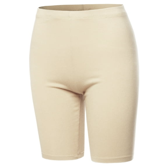 A2Y Women's Basic Solid Premium Cotton Mid Thigh High Rise Biker Bermuda Shorts Taupe 4XL