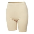 thumbnail image 1 of A2Y Women's Basic Solid Premium Cotton Mid Thigh High Rise Biker Bermuda Shorts Taupe 5XL, 1 of 5
