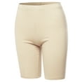 thumbnail image 1 of A2Y Women's Basic Solid Premium Cotton Mid Thigh High Rise Biker Bermuda Shorts Taupe L, 1 of 5