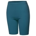 thumbnail image 1 of A2Y Women's Basic Solid Premium Cotton Mid Thigh High Rise Biker Bermuda Shorts Teal 1XL, 1 of 5
