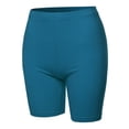 thumbnail image 1 of A2Y Women's Basic Solid Premium Cotton Mid Thigh High Rise Biker Bermuda Shorts Teal 1XL, 1 of 5