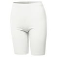 thumbnail image 1 of A2Y Women's Basic Solid Premium Cotton Mid Thigh High Rise Biker Bermuda Shorts White XL, 1 of 5