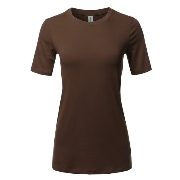 A2Y Women's Basic Solid Premium Cotton Short Sleeve Crew Neck T Shirt Tee Tops Americano 1XL