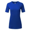 thumbnail image 1 of A2Y Women's Basic Solid Premium Cotton Short Sleeve Crew Neck T Shirt Tee Tops Bright Blue L, 1 of 5