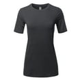 thumbnail image 1 of A2Y Women's Basic Solid Premium Cotton Short Sleeve Crew Neck T Shirt Tee Tops Charcoal 1XL, 1 of 6