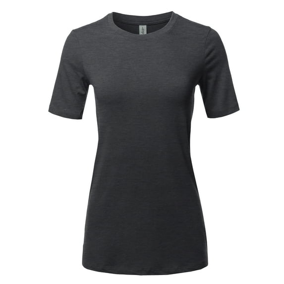A2Y Women's Basic Solid Premium Cotton Short Sleeve Crew Neck T Shirt Tee Tops Charcoal XL
