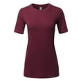 thumbnail image 1 of A2Y Women's Basic Solid Premium Cotton Short Sleeve Crew Neck T Shirt Tee Tops Dark Burgundy L, 1 of 6