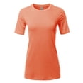 thumbnail image 1 of A2Y Women's Basic Solid Premium Cotton Short Sleeve Crew Neck T Shirt Tee Tops Deep Coral XL, 1 of 6