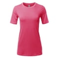 thumbnail image 1 of A2Y Women's Basic Solid Premium Cotton Short Sleeve Crew Neck T Shirt Tee Tops Fuchsia M, 1 of 6