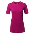thumbnail image 1 of A2Y Women's Basic Solid Premium Cotton Short Sleeve Crew Neck T Shirt Tee Tops Magenta 2XL, 1 of 6