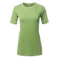 thumbnail image 1 of A2Y Women's Basic Solid Premium Cotton Short Sleeve Crew Neck T Shirt Tee Tops Sage 1XL, 1 of 6