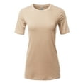 thumbnail image 1 of A2Y Women's Basic Solid Premium Cotton Short Sleeve Crew Neck T Shirt Tee Tops Sand S, 1 of 6