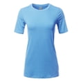 thumbnail image 1 of A2Y Women's Basic Solid Premium Cotton Short Sleeve Crew Neck T Shirt Tee Tops Spring Blue M, 1 of 6