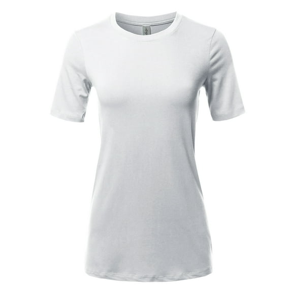 A2Y Women's Basic Solid Premium Cotton Short Sleeve Crew Neck T Shirt Tee Tops White 1XL