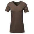 thumbnail image 1 of A2Y Women's Basic Solid Premium Cotton Short Sleeve V-neck T Shirt Tee Tops Americano XL, 1 of 6