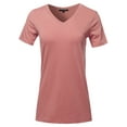 thumbnail image 1 of A2Y Women's Basic Solid Premium Cotton Short Sleeve V-neck T Shirt Tee Tops Ash Rose 3XL, 1 of 6