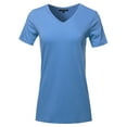 thumbnail image 1 of A2Y Women's Basic Solid Premium Cotton Short Sleeve V-neck T Shirt Tee Tops Blue Mist 3XL, 1 of 6