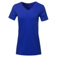 thumbnail image 1 of A2Y Women's Basic Solid Premium Cotton Short Sleeve V-neck T Shirt Tee Tops Bright Blue 1XL, 1 of 3