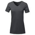 thumbnail image 1 of A2Y Women's Basic Solid Premium Cotton Short Sleeve V-neck T Shirt Tee Tops Charcoal 2XL, 1 of 6