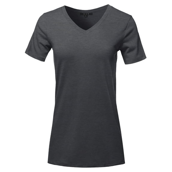 A2Y Women's Basic Solid Premium Cotton Short Sleeve V-neck T Shirt Tee Tops Charcoal L
